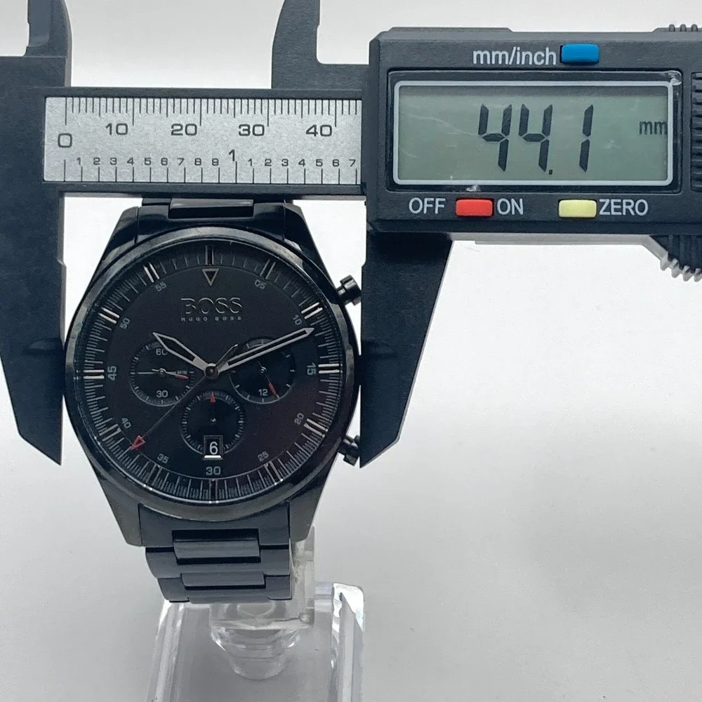 Boss Hugo Boss Men's Chronograph Watch 44mm Blackout Date 50M New Battery 7.75
